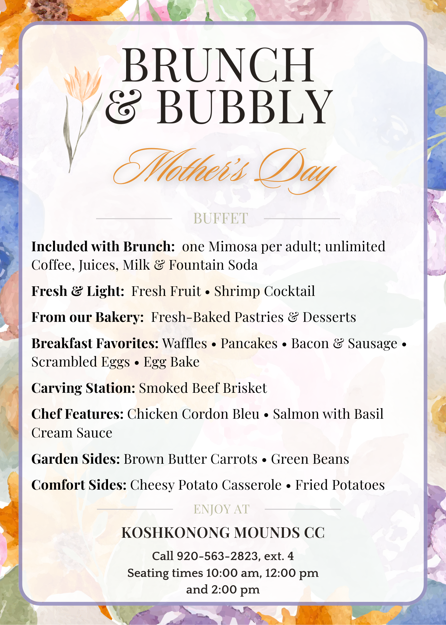 Mother's Day Brunch Menu